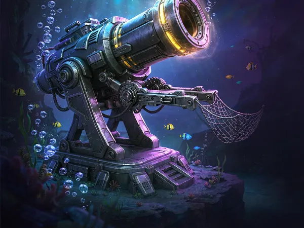 98s + Underwater cannon facing a school of fish